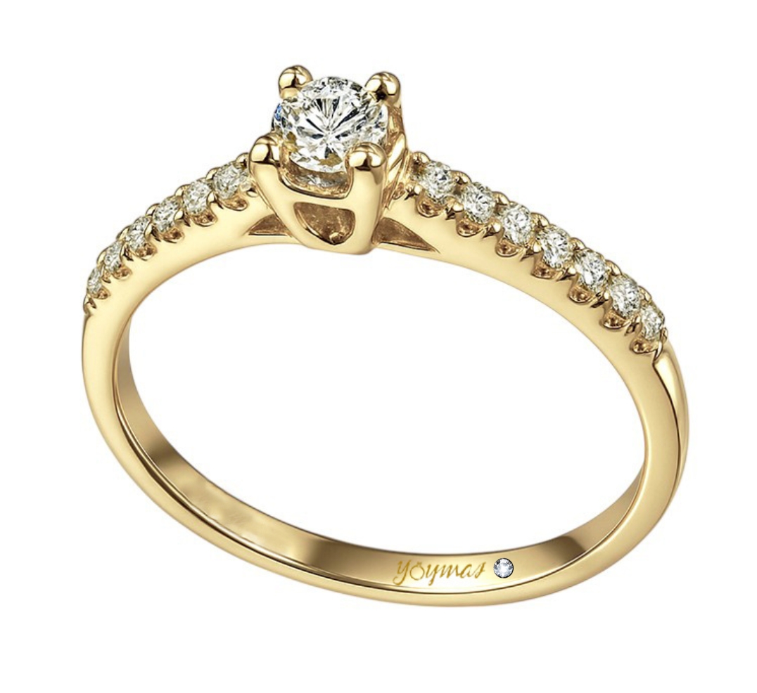 Anillo con Diamante 2.75mm y circonias oro 10K