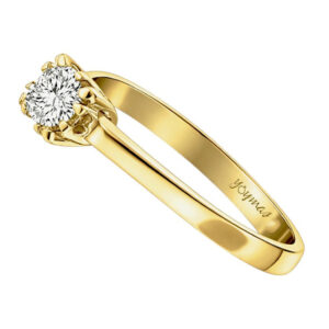 Anillo con circonia y dientes triples oro 10K