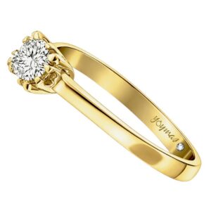 Anillo con circonia y dientes triples oro 10K
