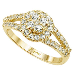 Anillo de roseton con halo de circonias oro 10K