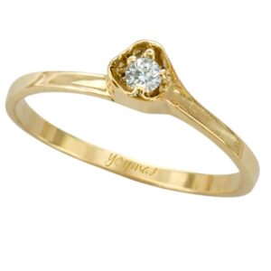 Anillo simulación petalos con circonia al centro oro 10K