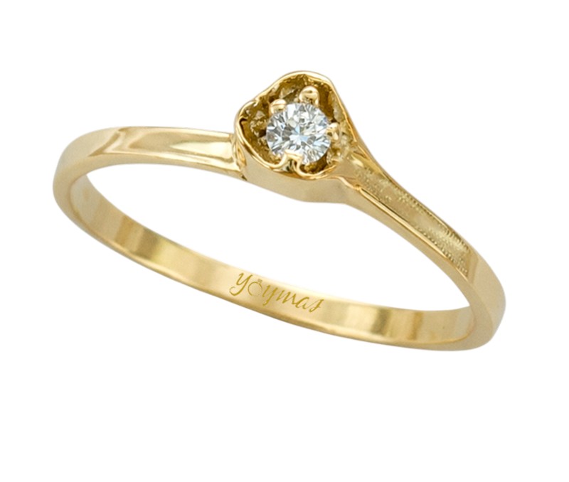 Anillo simulación petalos con circonia al centro oro 10K