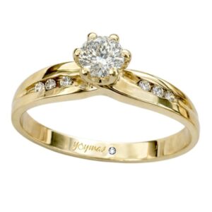 Anillo con circonias laterales cruzados oro 10K