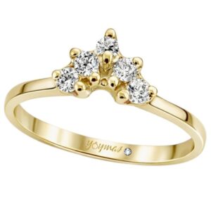Anillo en forma de "V" con circonias oro 10K