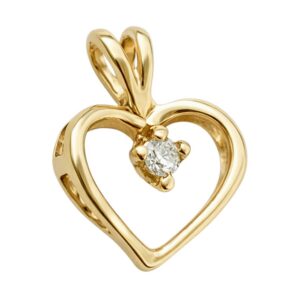 Dije de corazón calado con Moissanita 1.75mm 3pts oro 10K