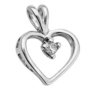 Dije de corazón calado con circonia central plata