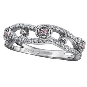 Argolla estilo con rosas con circonias plata