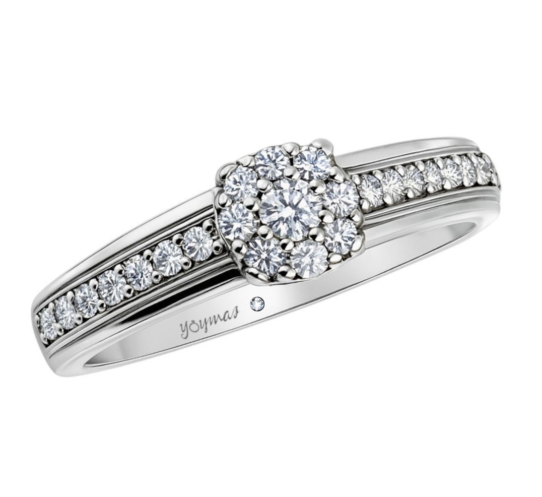 Anillo de roseton con circonias plata