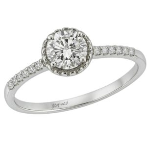 Anillo con circonia central y halo miligraneado plata