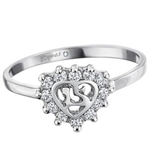 Anillo de corazón #15 años con circonias plata