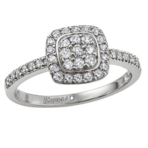 Anillo corte almohada con roseton de circonias plata