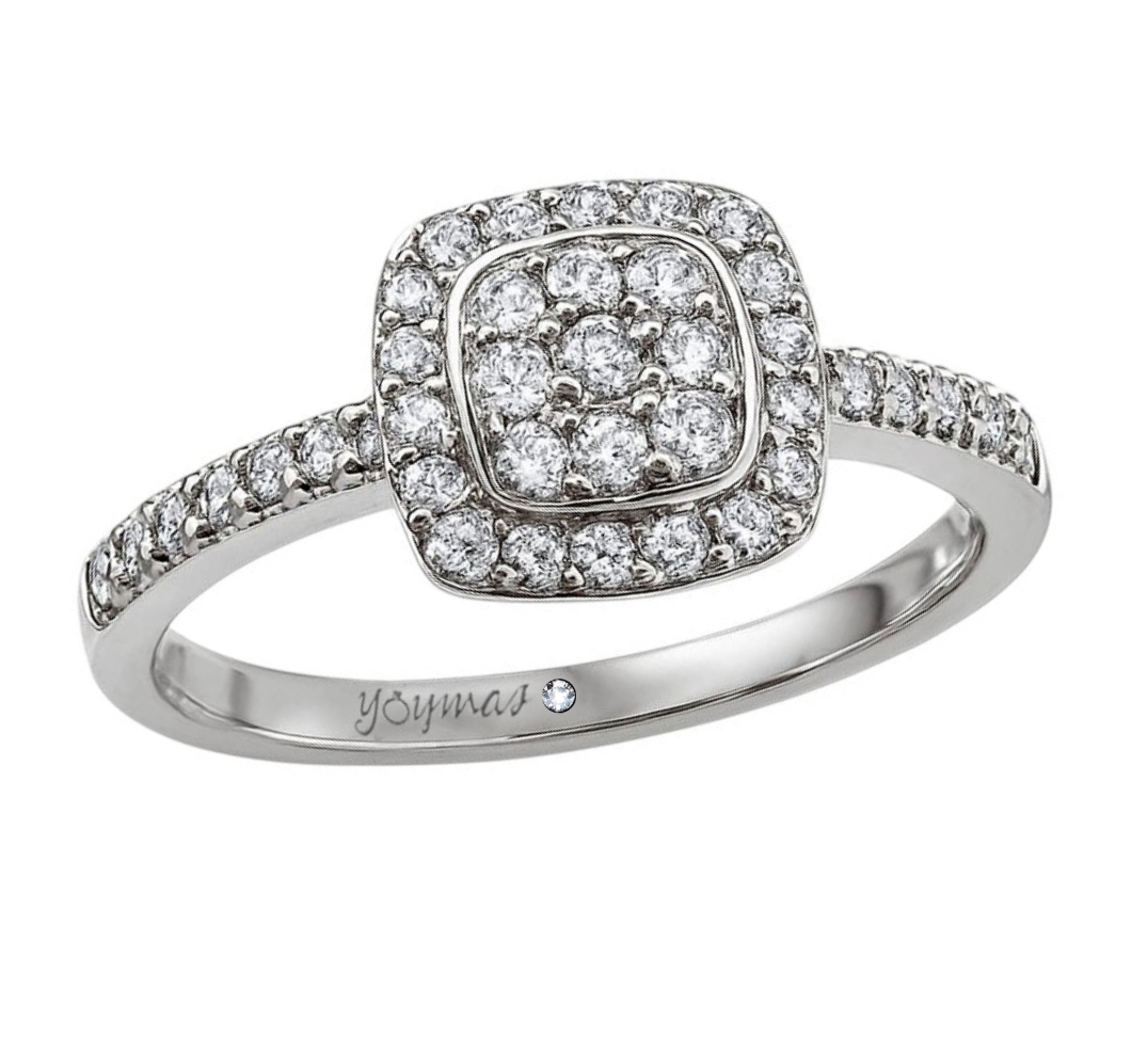 Anillo corte almohada con roseton de circonias plata