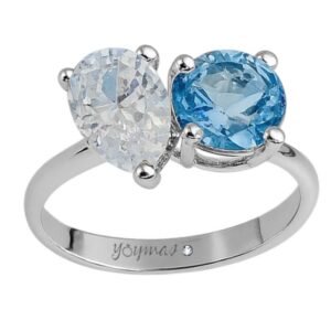 Anillo con circonia de gota y redonda plata