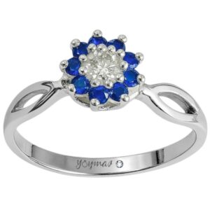 Anillo con circonias en roseton plata