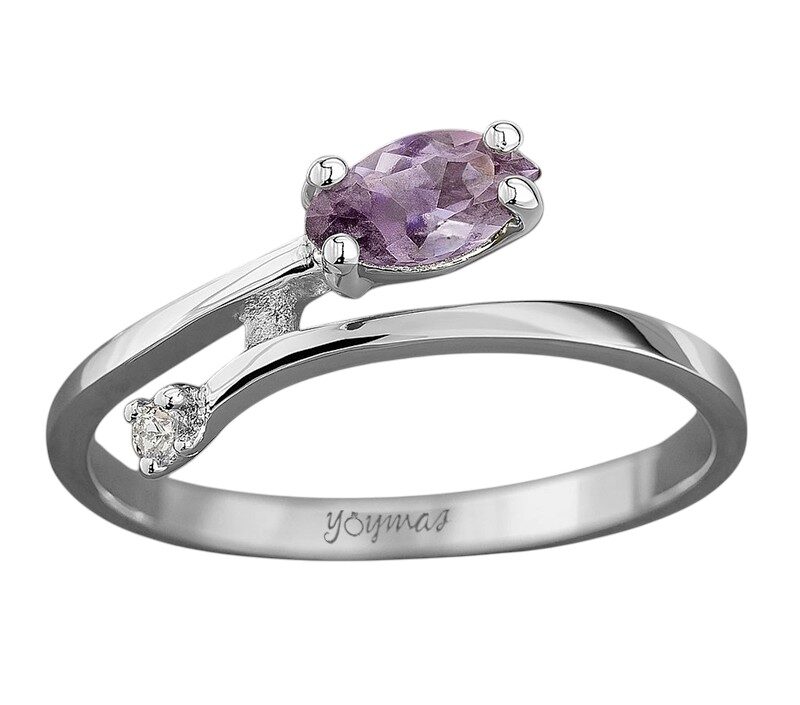 Anillo montura encontrada con circonia marquesa plata