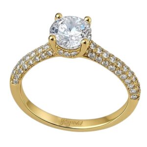 Anillo con circonia central y circonias en pave plata chapeada