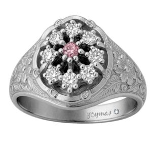 Anillo Tapojo con circonias y laterales florales plata