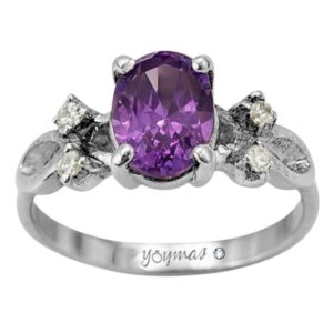 Anillo calado con circonia ovalada plata
