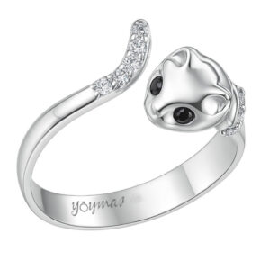 Anillo en forma de gato con circonias ajustable plata