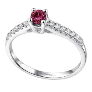 Anillo con Ruby 2.7mm y Moissanitas plata