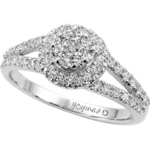 Anillo de roseton con halo de circonias plata