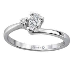 Anillo con circonia de gota y Moissanita de 1.5mm montura encontrada plata