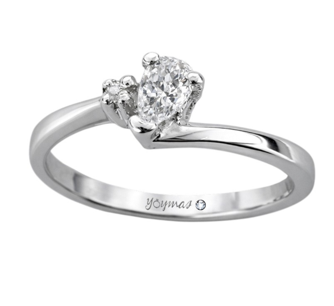 Anillo con circonia de gota y Moissanita de 1.5mm montura encontrada plata