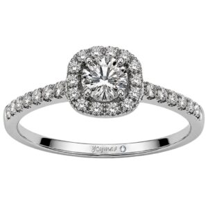 Anillo con Moissanita central y halo de Moissanitas plata