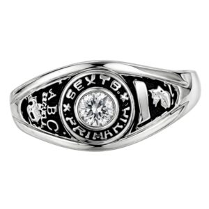 Anillo graduación sexto grado con circonia plata