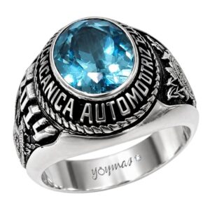 Anillo graduación Champs Grande con circonia ovalada plata
