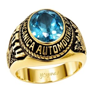 Anillo graduación Champs Grande con circonia ovalda oro 10K