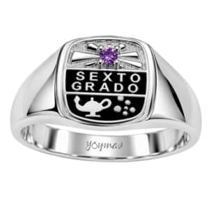 Anillo graduación sexto grado con circonia plata
