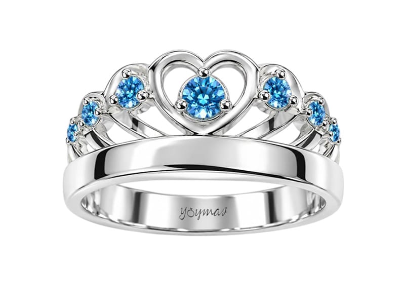 Anillo graduación de corona calado con circonias plata - Imagen 2