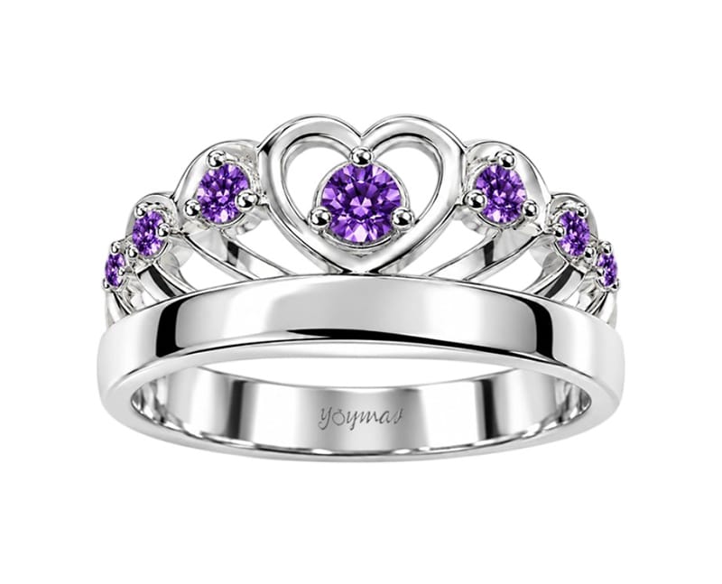 Anillo graduación de corona calado con circonias plata - Imagen 4