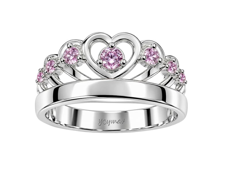 Anillo graduación de corona calado con circonias plata - Imagen 3