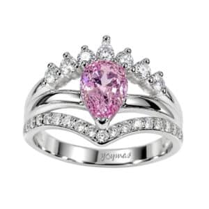 Anillo de Promesa con circonia de gota y circonias plata