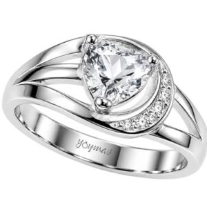 Anillo de promesa con circonia de corazón y media luna plata