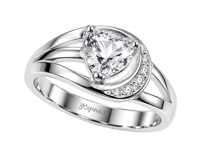 Anillo de promesa con circonia de corazón y media luna plata