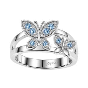 Anillo con 2 formas de mariposa con circonias plata