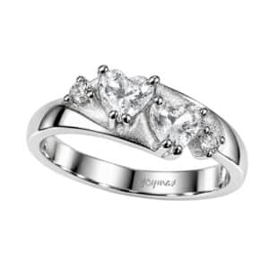 Anillo de promesa con 2 circonias de corazón plata