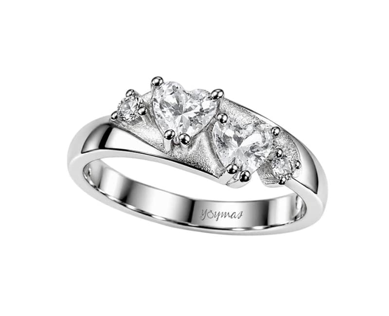 Anillo de promesa con 2 circonias de corazón plata