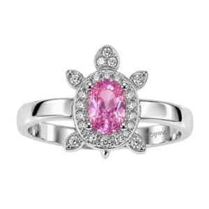 Anillo de tortuga con circonias plata