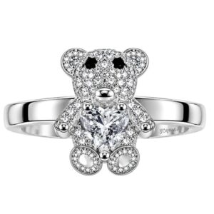 Anillo en forma de osito con circonias plata