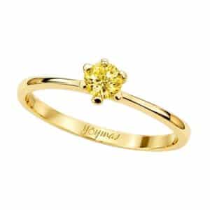 Anillo Diamante 3mm 10 pts cuerpo en disminución liso oro 10K
