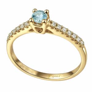 Anillo con Diamante 3mm y circonias oro 10K