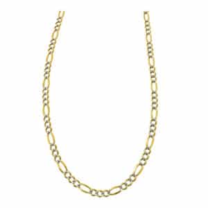 Cadena tejido cartier 3X1 con diamantado en oro blanco10k