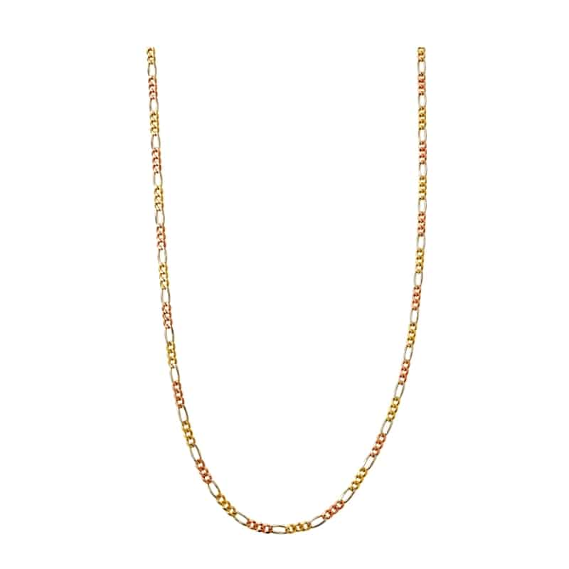 Cadena tejido cartier 3x1 diamantada 3 oros 14K