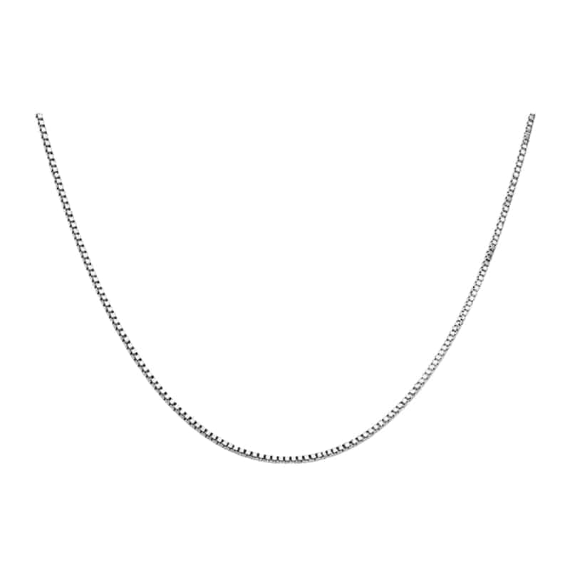 Cadena tejido cajita oro blanco 14K