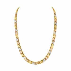 Cadena tejido "X" 3 oros 14k