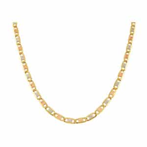 Cadena tejido valentina diamantada en tres oros 14K